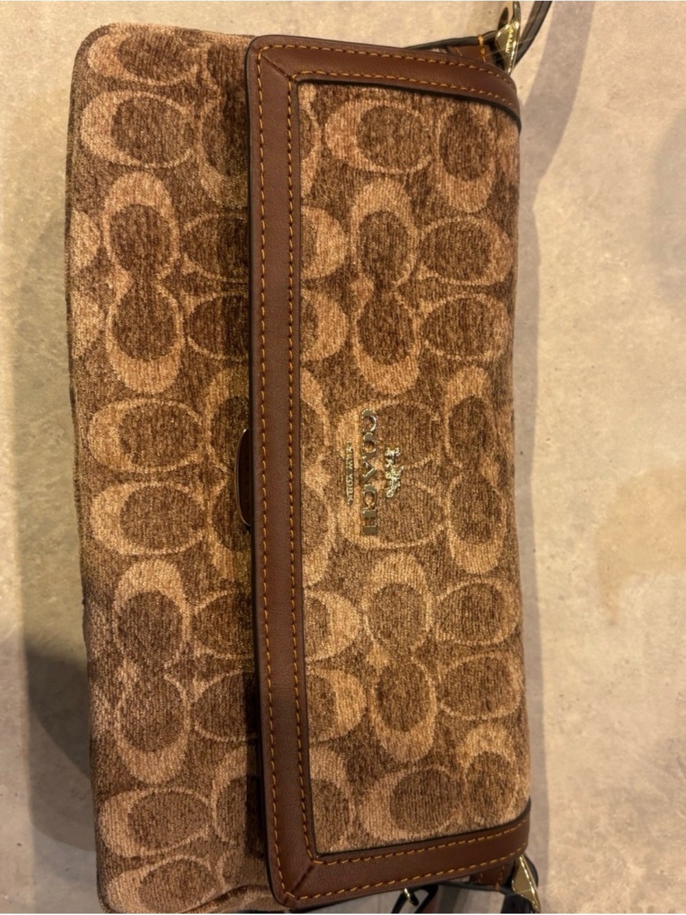 Coach Tan & Brown Signature Canvas Wristlet
